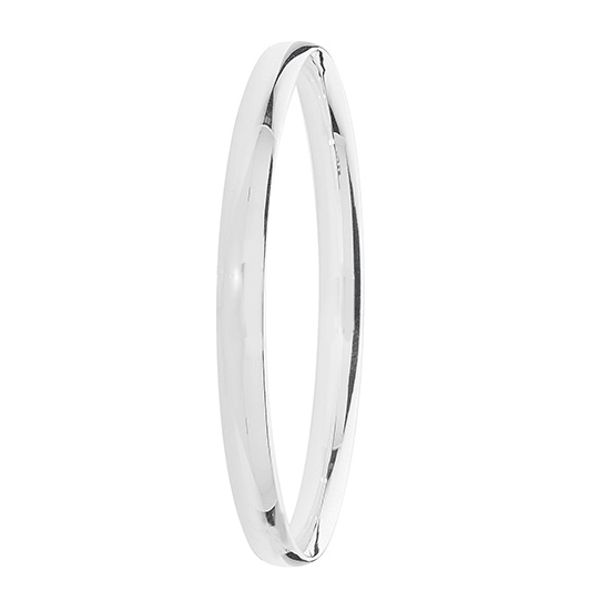 Silver Ladies Bangle Plain Round Design | Shop Online Sarraf Jewellers UK - Sarraf Jewellers