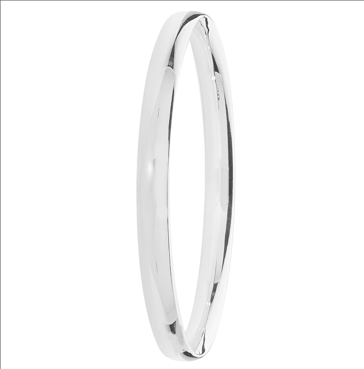 Silver Ladies Bangle Plain Round Design | Shop Online Sarraf Jewellers UK - Sarraf Jewellers