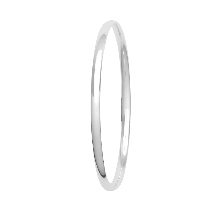 Silver Ladies Bangle Round Plain Design | Shop Online Sarraf Jewellers UK - Sarraf Jewellers