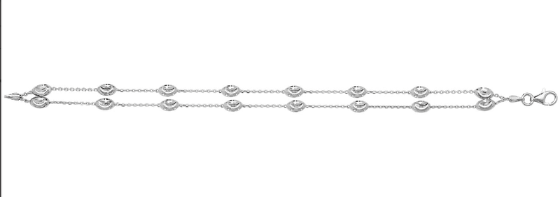 Silver Ladies Beads Bracelet 2 Row Diamond Cut Design | Shop Online Sarraf Jewellers UK - Sarraf Jewellers