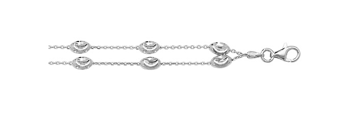 Silver Ladies Beads Bracelet 2 Row Diamond Cut Design | Shop Online Sarraf Jewellers UK - Sarraf Jewellers