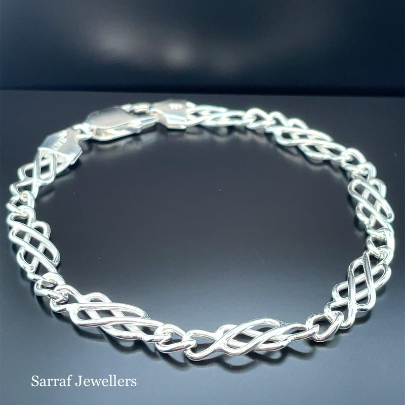 Silver Ladies Celtic Bracelet Plain Design | Shop Online Sarraf Jewellers UK - Sarraf Jewellers