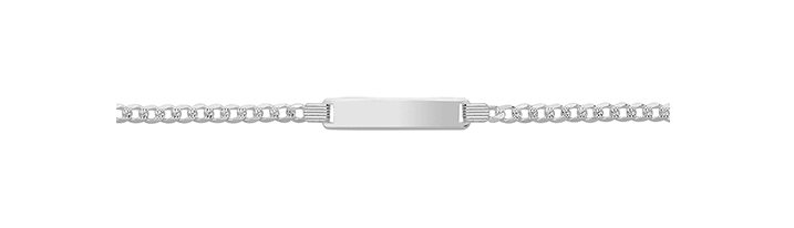 Silver Ladies Curb Pave Link ID Bracelet Free Engraving | Shop Online Sarraf Jewellers UK - Sarraf Jewellers