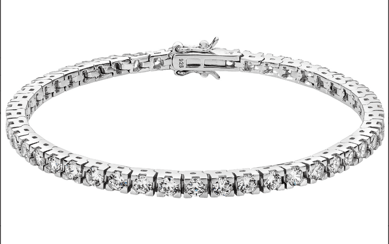 Silver Ladies CZ Simulated Diamond Design Bracelet | Shop Online Sarraf Jewellers UK - Sarraf Jewellers