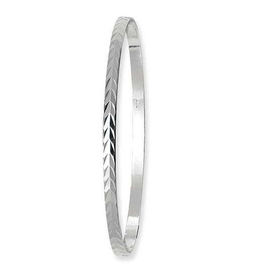 Silver Ladies Diamond Cut Design Expandable Round Bangle | Shop Online Sarraf Jewellers UK - Sarraf Jewellers