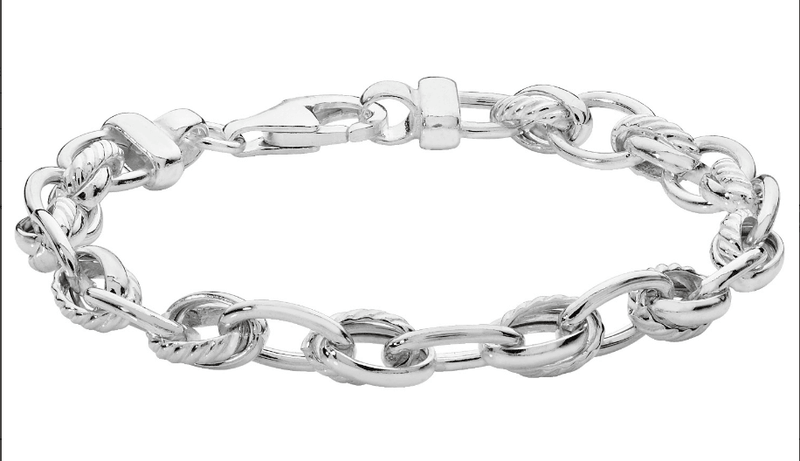 Silver Ladies Fancy Bracelet Patterned Design | Shop Online Sarraf Jewellers UK - Sarraf Jewellers