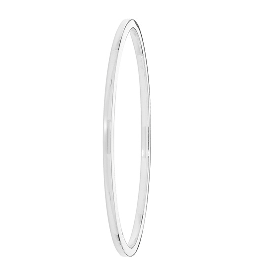 Silver Ladies Flat Design Plain Oval Bangle | Shop Online Sarraf Jewellers UK - Sarraf Jewellers