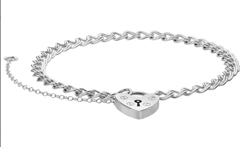 Silver Ladies Heart Padlock Charm Bracelet | Shop Online Sarraf Jewellers UK - Sarraf Jewellers