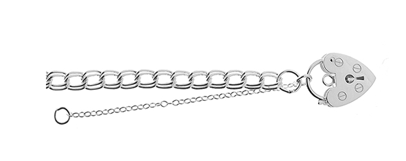 Silver Ladies Heart Padlock Charm Bracelet | Shop Online Sarraf Jewellers UK - Sarraf Jewellers