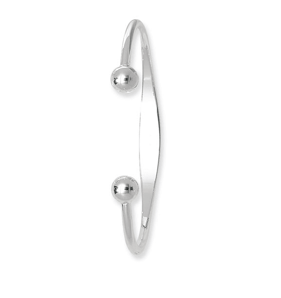 Silver Ladies ID Torc Bangle Plain Oval Design | Shop Online Sarraf Jewellers UK - Sarraf Jewellers