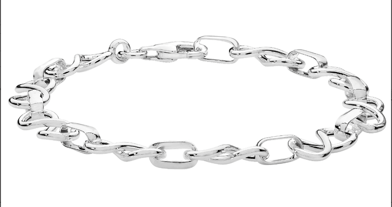 Silver Ladies Infinity & Belcher Link Bracelet Plain Design | Shop Online Sarraf Jewellers UK - Sarraf Jewellers