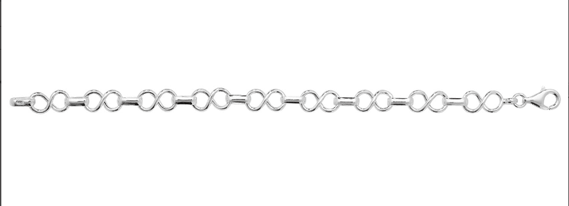 Silver Ladies Infinity & Belcher Link Bracelet Plain Design | Shop Online Sarraf Jewellers UK - Sarraf Jewellers