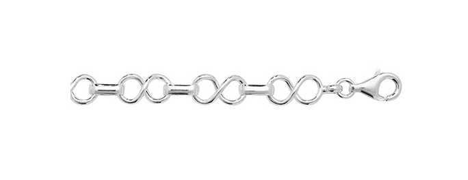 Silver Ladies Infinity & Belcher Link Bracelet Plain Design | Shop Online Sarraf Jewellers UK - Sarraf Jewellers