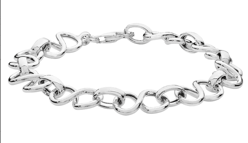 Silver Ladies Infinity & Belcher Link Plain Design Bracelet | Shop Online Sarraf Jewellers UK - Sarraf Jewellers