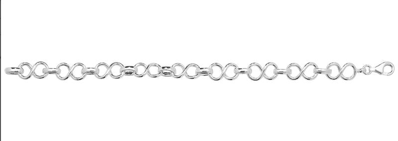 Silver Ladies Infinity & Belcher Link Plain Design Bracelet | Shop Online Sarraf Jewellers UK - Sarraf Jewellers