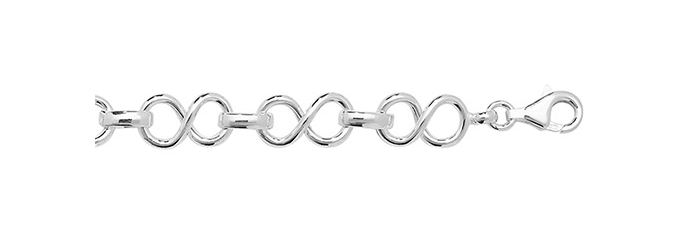 Silver Ladies Infinity & Belcher Link Plain Design Bracelet | Shop Online Sarraf Jewellers UK - Sarraf Jewellers