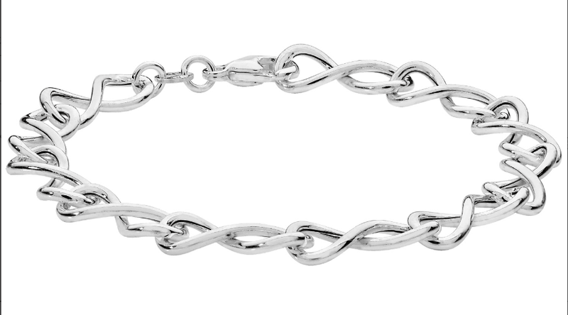 Silver Ladies Infinity Link Bracelet Plain Design Eight Style | Shop Online Sarraf Jewellers UK - Sarraf Jewellers