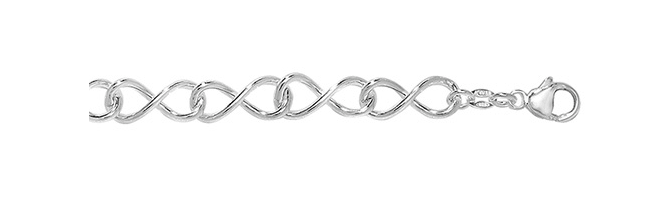 Silver Ladies Infinity Link Bracelet Plain Design Eight Style | Shop Online Sarraf Jewellers UK - Sarraf Jewellers