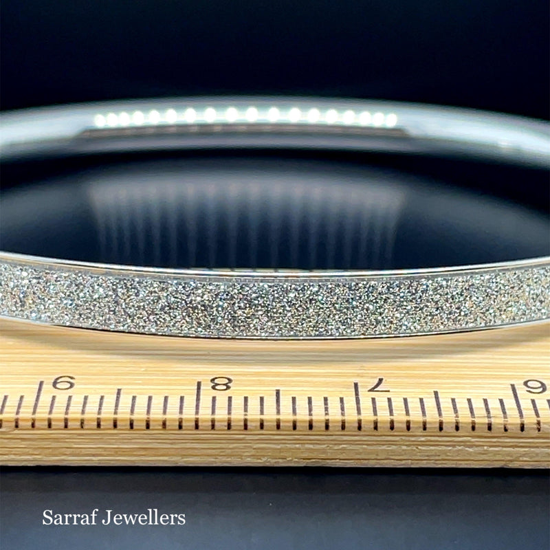 Silver Ladies Moondust Design Hinged Bangle | Shop Online Sarraf Jewellers UK - Sarraf Jewellers