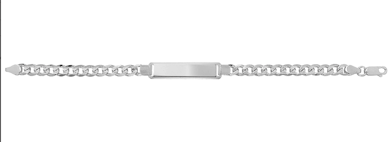 Silver Ladies Pave Curb Link ID Bracelet Free Engraving | Shop Online Sarraf Jewellers UK - Sarraf Jewellers