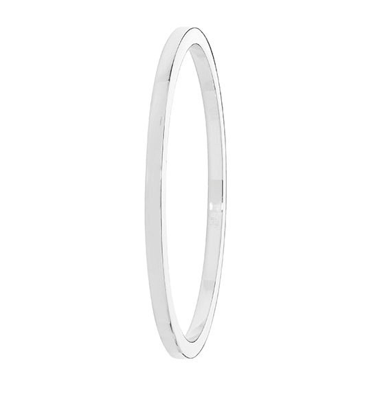 Silver Ladies Plain Bangle Flat Design | Shop Online Sarraf Jewellers UK - Sarraf Jewellers