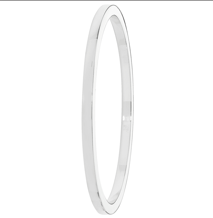 Silver Ladies Plain Bangle Flat Design | Shop Online Sarraf Jewellers UK - Sarraf Jewellers