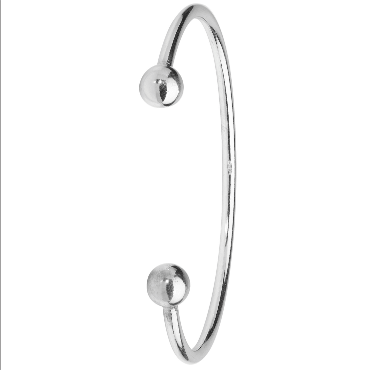 Silver Ladies Plain Design Oval Torc Bangle | Shop Online Sarraf Jewellers UK - Sarraf Jewellers