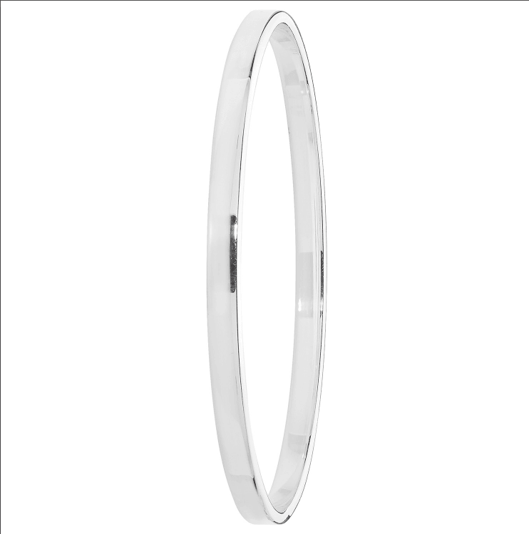 Silver Ladies Plain Flat Design Oval Bangle | Shop Online Sarraf Jewellers UK - Sarraf Jewellers