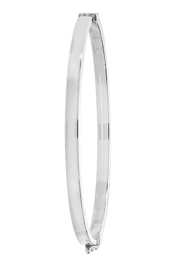 Silver Ladies Plain Hinged Bangle Flat Design | Shop Online Sarraf Jewellers UK - Sarraf Jewellers