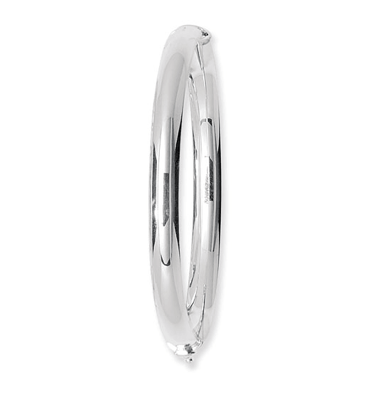 Silver Ladies Plain Hinged Bangle Oval D Shape Design | Shop Online Sarraf Jewellers UK - Sarraf Jewellers