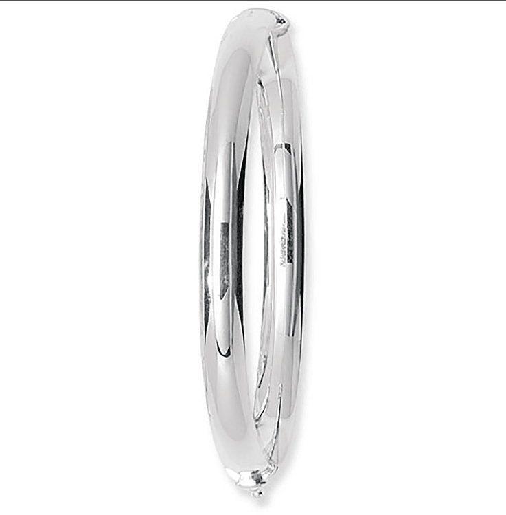 Silver Ladies Plain Hinged Bangle Oval D Shape Design | Shop Online Sarraf Jewellers UK - Sarraf Jewellers