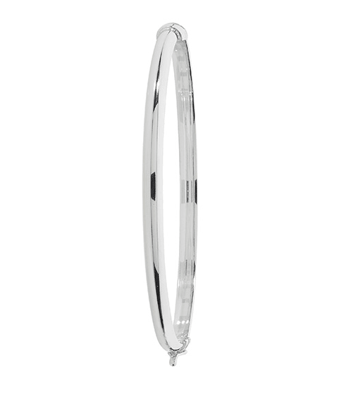 Silver Ladies Plain Hinged Bangle Oval Design | Shop Online Sarraf Jewellers UK - Sarraf Jewellers