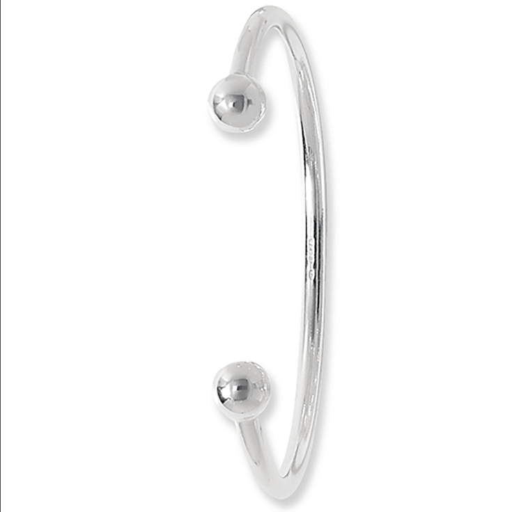 Silver Ladies Plain Oval Design Torc Bangle | Shop Online Sarraf Jewellers UK - Sarraf Jewellers