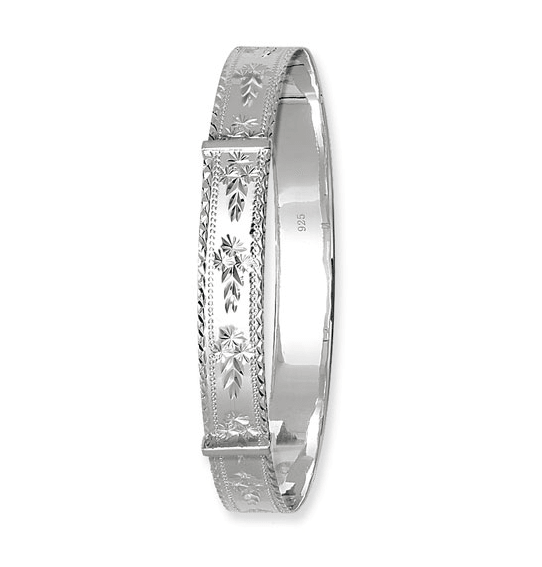 Silver Ladies Round Bangle Diamond Cut Design Expandable | Shop Online Sarraf Jewellers UK - Sarraf Jewellers