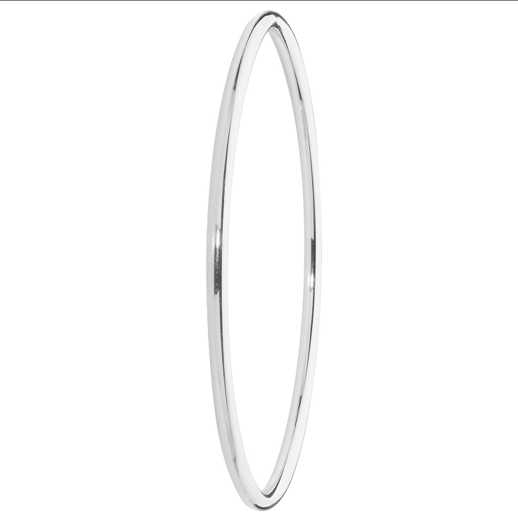 Silver Ladies Round Bangle Plain Design | Shop Online Sarraf Jewellers UK - Sarraf Jewellers