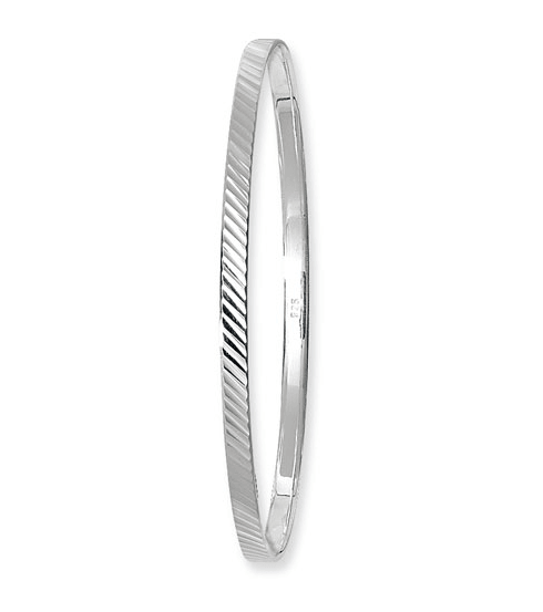 Silver Ladies Round Expandable Diamond Cut Design Bangle | Shop Online Sarraf Jewellers UK - Sarraf Jewellers