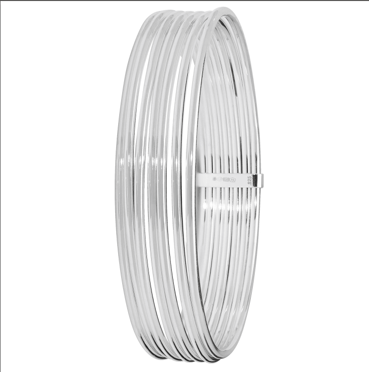 Silver Ladies Round Multi Layer Plain Thick Design Cuff Bangle | Shop Online Sarraf Jewellers UK - Sarraf Jewellers