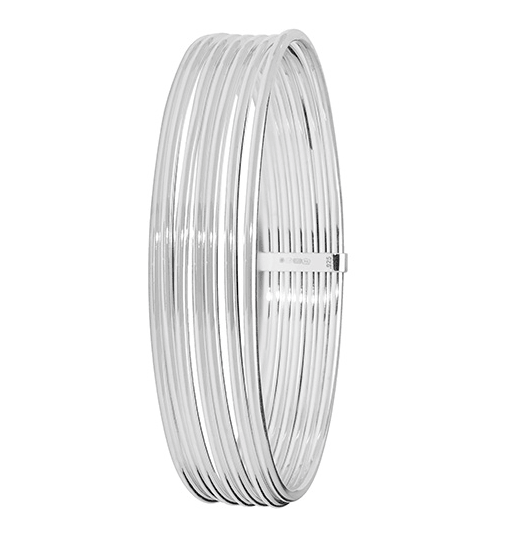 Silver Ladies Round Multi Layer Plain Thick Design Cuff Bangle | Shop Online Sarraf Jewellers UK - Sarraf Jewellers