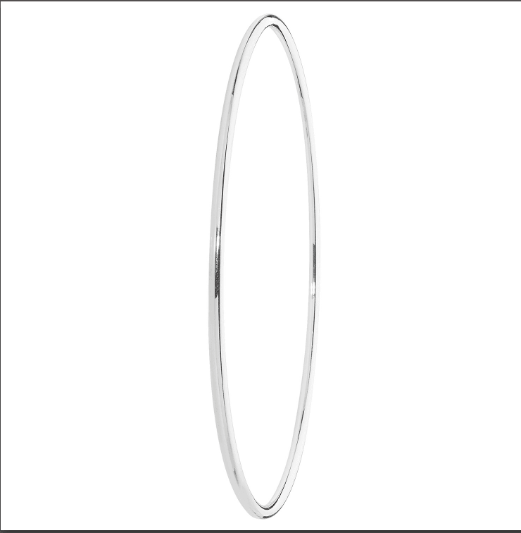 Silver Ladies Round Plain Design Bangle | Shop Online Sarraf Jewellers UK - Sarraf Jewellers