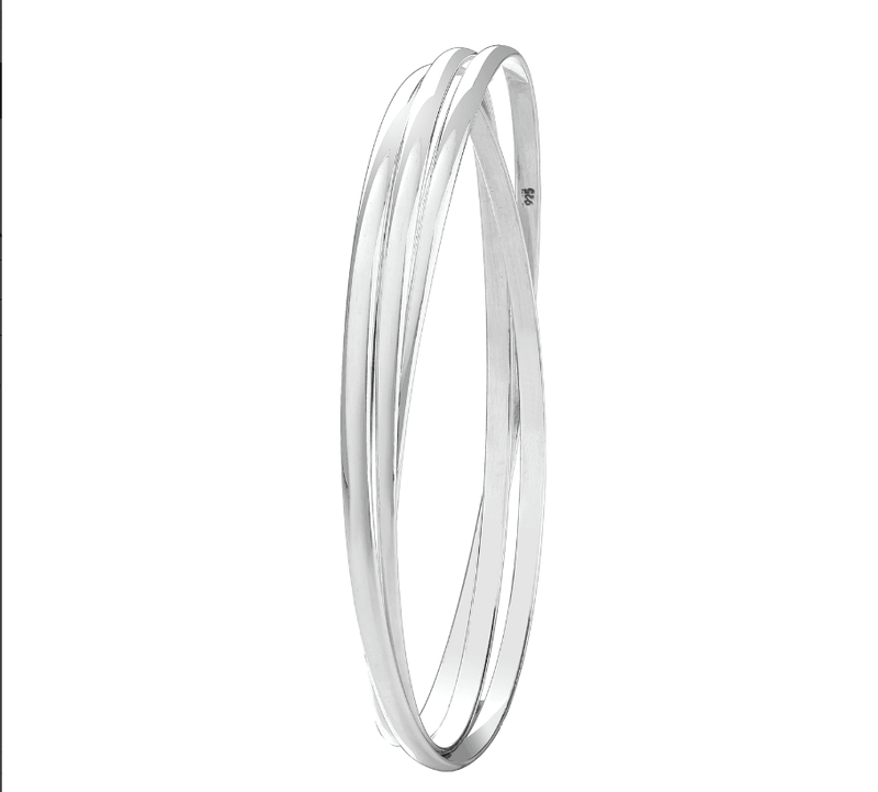 Silver Ladies Russian Bangle Plain Design | Shop Online Sarraf Jewellers UK - Sarraf Jewellers