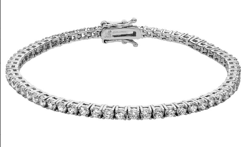 Silver Ladies Simulated Diamond CZ Design Bracelet | Shop Online Sarraf Jewellers UK - Sarraf Jewellers