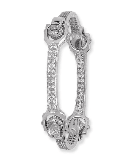 Silver Ladies Spanner Bangle CZ Simulated Diamond Design | Shop Online Sarraf Jewellers UK - Sarraf Jewellers