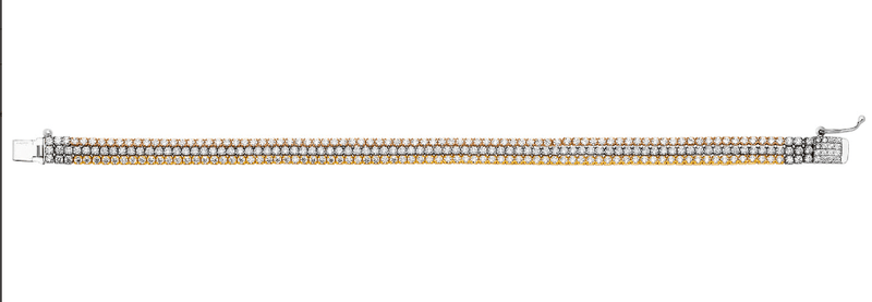 Silver Ladies Tricolour 3 Rows Tennis Bracelet | Shop Online Sarraf Jewellers UK - Sarraf Jewellers