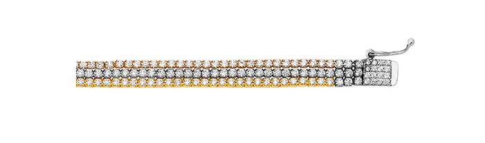 Silver Ladies Tricolour 3 Rows Tennis Bracelet | Shop Online Sarraf Jewellers UK - Sarraf Jewellers