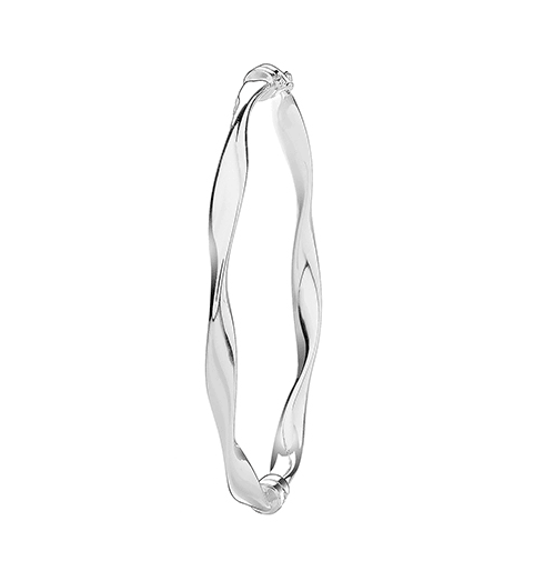 Silver Ladies Twisted Hinged Bangle Plain Design | Shop Online Sarraf Jewellers UK - Sarraf Jewellers