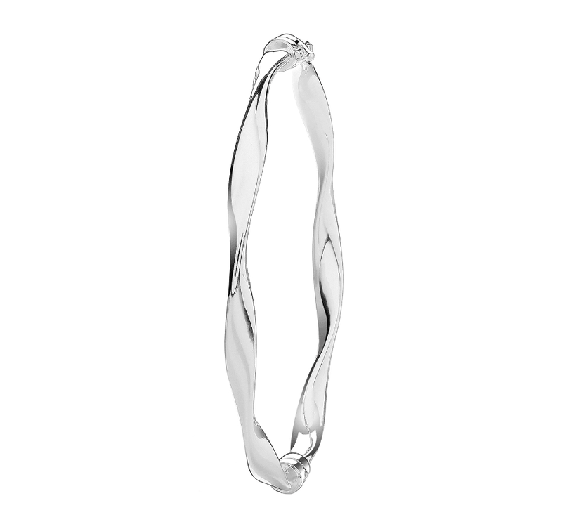 Silver Ladies Twisted Hinged Bangle Plain Design | Shop Online Sarraf Jewellers UK - Sarraf Jewellers