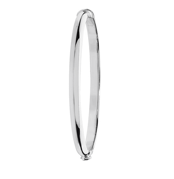 Silver Maiden Oval Hinged Bangle Plain Design | Shop Online Sarraf Jewellers UK - Sarraf Jewellers