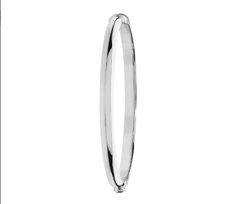 Silver Maiden Oval Hinged Bangle Plain Design | Shop Online Sarraf Jewellers UK - Sarraf Jewellers