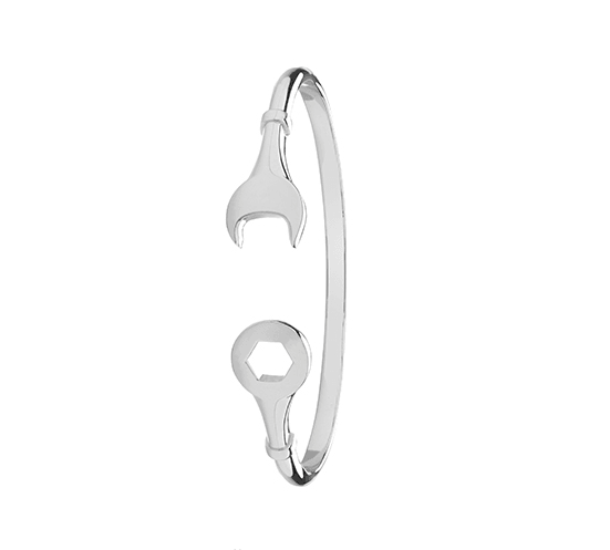 Silver Maiden Oval Spanner Bangle Plain Design | Shop Online Sarraf Jewellers UK - Sarraf Jewellers