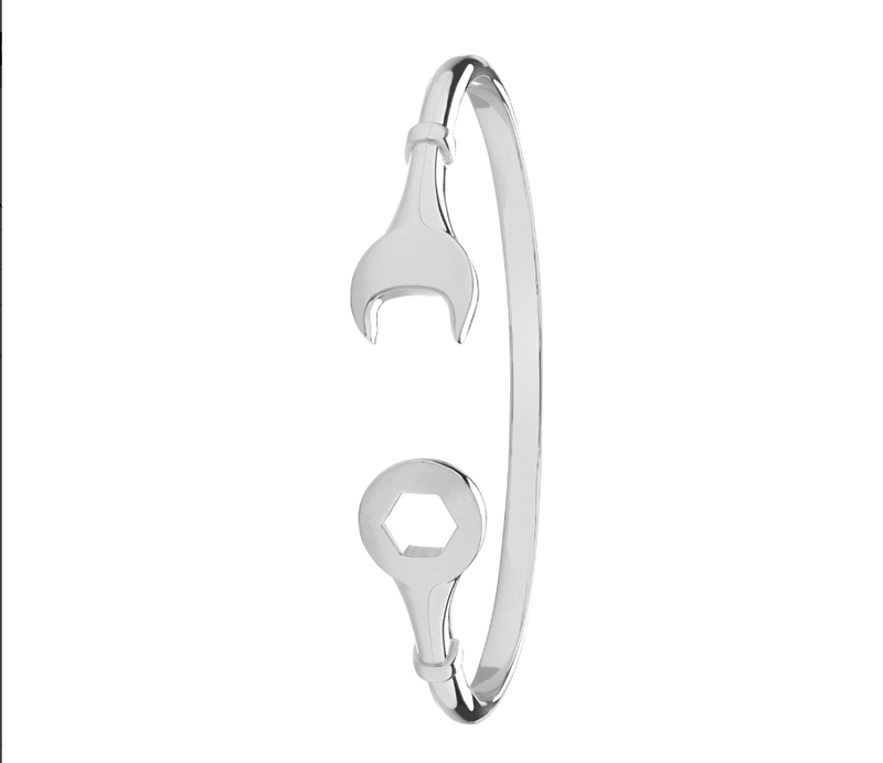 Silver Maiden Oval Spanner Bangle Plain Design | Shop Online Sarraf Jewellers UK - Sarraf Jewellers